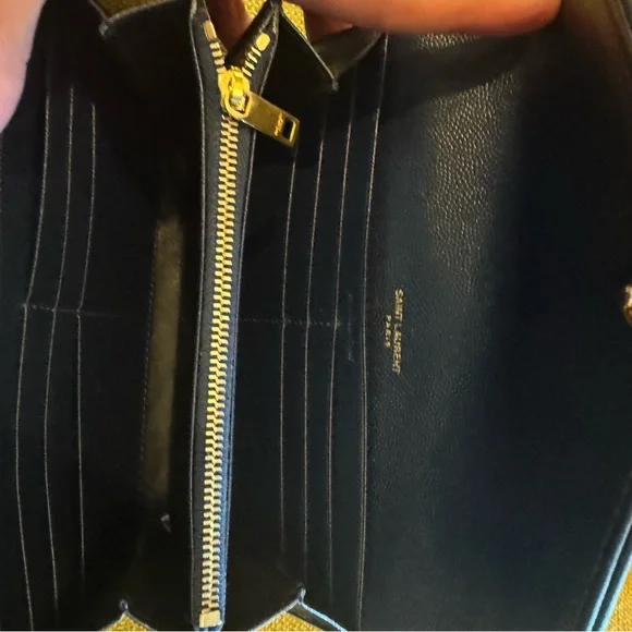 Yves Saint Laurent Cassandre Matelasse Large Flap Wallet in Grain Leather Navy - Picture 12 of 14